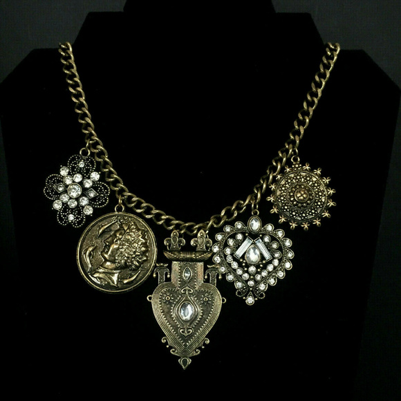 Oscar de la Renta Coin Antiqued Finish Necklace - Picture 2 of 8